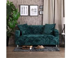 AFAHXX Dick Stretch Sofabezug für Sofa,Dekoration Gedruckt Samt Sofahusse sofaüberwurf Komplettpaket Volltonfarbe Sofa Abdeckung-grün 190-230cm(75-91in)