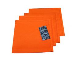 Homescapes Servietten Set 4 teilig orange unifarben 45 x 45 cm aus 100% reiner Baumwolle, Stoffservietten orange