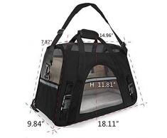 LCMXCJ Transportbox Für Haustiere Praktische, Von Der Fluggesellschaft Zugelassene wasserdichte Reisetasche Für Haustiere Mit Fleecebettwäsche, Weiche, Tragbare Tragetasche Für Katzen Und Katzen