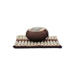 Leewadee Meditationsset Yogaset aus Meditationskissen Zafu und Sitzmatte Zabuton Ökologisches Naturprodukt, Kapok, braun