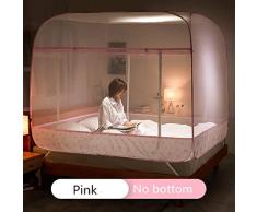 LJK Bed Canopy Netting Bettvorhang für Raumdekoration Einfach zu montierendes Mesh-Netz, Pink No Bottom, 1,2 m (4 Fuß) Bett