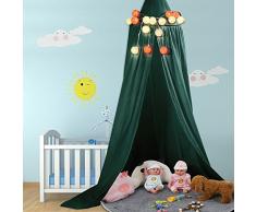 1Set OCEVEN Baby Baldachin Bett Kuppel Baumwoll Betthimmel Moskitonetz Spiel Zelt Gut für Baby Innen im Freienspiel Lese Schlafzimmer Ankleidezimmer Höhe 240cm（Grün）