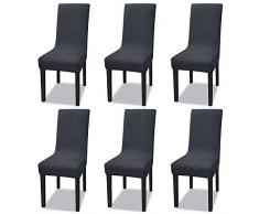 Aufun Stuhlhussen 6er Set Universal Stretch Stuhlbezug für Esszimmer, Elastische Hussen Stuhl Protector für Hochzeit Feier Esszimm Party Bankett Deko, Wasserdichter Stoff, Anthrazit