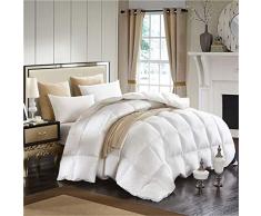 LMXJB KöNig KöNigin GrößE Satin Baumwolle Verdicken Super Weich Bettdecke Decke GefüLlt Mit 95% GäNsedaunen In Brotform Und Einfarbig Bettbezug Winter Warm TröSter BettwäSche,White,King/220x240cm