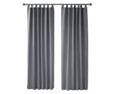 Deconovo Vorhang Blickdicht Schlaufen Vorhang Verdunkelung Gardine Wohnzimmer 245x140 cm Hellgrau 2er Set