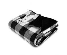 Navaris XXL Elektrische Poncho Heizdecke - 180x130cm 3 Wärmestufen Abschaltautomatik waschbar - Kuschelige Wärmedecke Schwarz Weiß