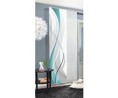 Home fashion 87152-728 Schiebevorhang Digitaldruck Carlisle, Dekostoff Seidenoptik, 245 x 60 cm, petrol