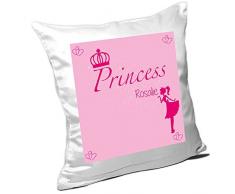 Kissen mit Namen Rosalie und süßem Prinzessin-Motiv für Mädchen - Namenskissen personalisiert - Kuschelkissen - Schmusekissen