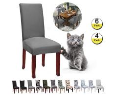 JunYito Stuhlhussen 4er 6er Elastische Set Stuhlhussen Universal Stretchhusse Stuhlbezug Stretch für Stuhl Esszimmer (F-Grau, 6 Stücke)