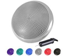 REEHUT Ballsitzkissen inkl Pumpe für Fitness, Reha, Rückentraining und Coordination, Anti-Burst Sitzkissen Balance Board Balance Kissen Wackelbrett - with EBOOK - Grau