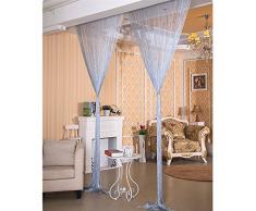 TRIXES Silber Fadenvorhang im Tautropfen Design als Raumteiler Fliegenschutz oder als Festliche saisonale Dekoration 90cm x 200cm