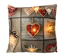 JEMIDI LED-Zierkissen fegüllt 40x40cm mit Timer mit Digitaldruck Sofakissen Weihnachten Weihnachtlich Dekokissen Leuchtkissen 40x40cm Herzen