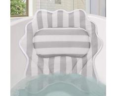 RenFox Badewannenkissen Badewanne Kopfkissen Wannenkissen Nackenkissen Badewannenkopfkissen mit Saugnäpfen rutschfest Badekissen Nacken Spa-Kissen für Home Spa Kopfstütze, mit Wäschenetz (Grau-1)