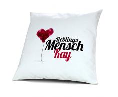 Kopfkissen mit Namen Kay - Motiv Lieblingsmensch, 40 cm, 100% Baumwolle, Kuschelkissen, Liebeskissen, Namenskissen, Geschenkidee