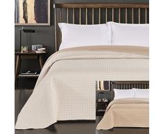 DecoKing 45954 Tagesdecke 220 x 240 cm creme beige Bettüberwurf zweiseitig Steppung cream ecru ivory Elfenbein cappuccino Paul