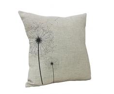 Nunubee Kissenbezug bettwäsche Stempel Pusteblume Baumwolle Leinen Platz Dekorative Akzente Setzen Fall Sofa zierkissen Landhaus beige Löwenzahn 45x45cm