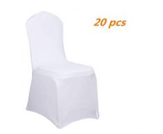 Aufun Stuhlhussen Stretch 20 stück Weiß Stretchhusse Universell Moderne Stuhl Husse Abdeckung im Lycra Stuhlbezug für Hochzeit Taufe Geburtstagsfeier Dekoration Feiern Haus