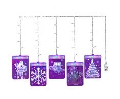 Fee Lampe Vorhang Star Lichterkette Weihnachten Lichterkette Feiertagsdekoration 5Pcs Bunte Lichter Beleuchten Vorhang Trennvorhang 3D Neon Vorhang Kinderzimmer Fenstergardine Mitternacht Heiligabend