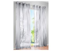 BAILEY JO 1er-Pack Gardinen mit Wellen Druck Design Vorhang Transparent Voile Vorhänge (BxH 140x175cm, grau mit Ösen)