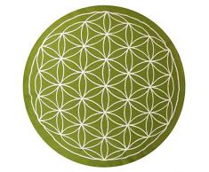 maylow Yoga mit Herz Yogakissen Meditationskissen mit Stickerei Blume des Lebens 33x15 cm für Anfänger und Geübte Bio-Dinkelspelz Füllung - Bezug und Inlett 100% Baumwolle (Olive)