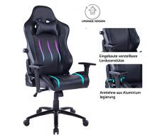 Wolmics Gaming Stuhl Integrierte verstellbare Lendenkissen Hochleistungs-Metallbasis verstellbare Armlehne und hohe Rückenlehne aus Leder im Rennstil für Computer Schreibtisch oder als Leder Stuhl
