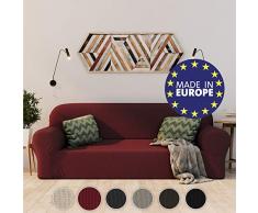 Dreamzie Dehnbarer Sofaüberwurf 3-Sitzer Bordeaux - Zertifiziert Chemikalienfrei, Sofahusse aus recycelter Baumwolle - Schützt Sofas vor Flecken - Elastischer Sofabezug In Europa Hergestellt