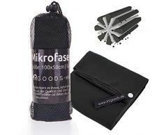 Mikrofaser Handtuch schnelltrocknend saugstark und weich – Mikrofaserhandtuch Badetuch für Urlaub, Fitness, Zelten (100x50cm) (Schwarz)
