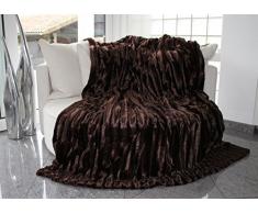Pelzimitatdecke in Schwerer doppellagiger Qualität, Hochwertige Kuscheldecke, Decke, Wohndecke, Nerzdecke, Plaid, Webpelzdecke, Tagesdecke (Braun)