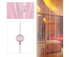 JINM 1 * 2 M Kristall Bead Fransen Vorhang Fadenvorhang, dekorative Perlen Wand Panel Fransen Fenster Raumteiler Rollo Hochzeit Kaffee Haus Restaurant Teile Kristall Home Dekoration, Rose, Free Size