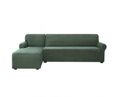 subrtex Sofabezug L Form Stretch Sofahusse Ecksofa Elastisch Antirutsch Eckcouch überwurf Weich Stoff Abwaschbar (Links 2 Sitzer, Olivgrün)