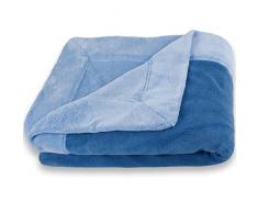 CelinaTex Toronto Kuscheldecke 130 x 170 cm blau und dunkel blau Mikrofaser Wohndecke Fleece Tagesdecke