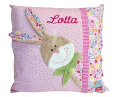 Sigikid Kinder-Kissen mit Ihrem Wunsch Namen in der abgebildeten Stickschrift Bestickt Bungee Bunny 42 cm x 42 cm mit Füllung Namenskissen (rosa)