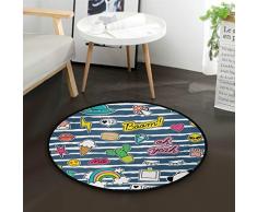 LUPINZ Flicken und Abzeichen Muster Rund Anti-Rutsch-Bereich Teppich Flicken und Abzeichen Muster Teppich Fußmatte Fußmatte für Zimmer