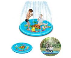 NIONE Sommer Kinder Spielen Wassermatte, Outdoor Kinder Spielen Wassermatte Beach Pad Aufblasbare Spray Wasser Kissen Spielzeug (170CM)
