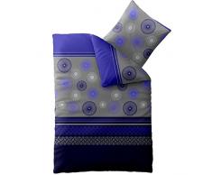 aqua-textil Concept Bettwäsche 155 x 220 cm Mikrofaser Bettbezug Aurela Streifen Kreise Grau Blau Schwarz