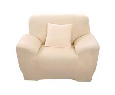 Hotniu 1-Stück Elastisch Sofaüberwurf Sesselbezug, Sofaüberzug Polyester, Sofahusse Sesselhusse Stretch, Sofabezug für Sofa, Couch, Sessel zum Schutz, mehrere Farben (1 Sitzer 90-130cm, Beige)