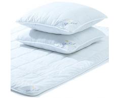 aqua-textil Soft Touch Bettdecke Ganzjahresdecke 200 x 220 cm Set inkl 2X Kopfkissen 80 x 80 cm Winter Sommer Steppdecke