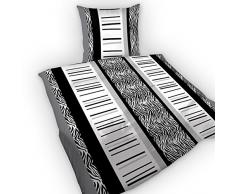 Superbetten-321 2 teilige, 4-Jahreszeiten Microfaser-Bettwäsche Black Zebra, 135x200 cm, OVP