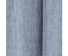 URBANARA Vorhang “Sameiro“ 100% Leinen, Chambray Webung, Einzelner Schal mit Tunnelzug Aufhang – 140cm x 320cm, Dunkles Graublau