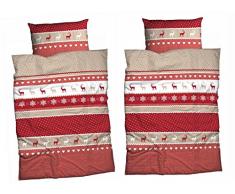 sister s. 4- TLG. Set Fein-Biber-Bettwäsche Bernau im Landhausstil 135x200 cm rot