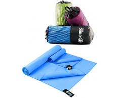 cima-SPORTS 2er Set Mikrofaser Handtücher 140x70cm & 40x30cm inkl GRATIS Transporttasche |ideales Sport-Handtuch für Fitness, Yoga, Leichtathletik – klein, leicht, kompakt und Ultra saugfähig