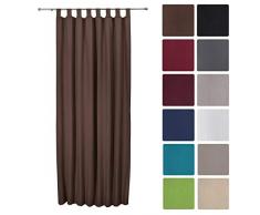 Beautissu Thermovorhang Amelie 140x245 cm Schlaufen-Schal Vorhang blickdicht & Verdunkelung - isolierende Gardine Braun