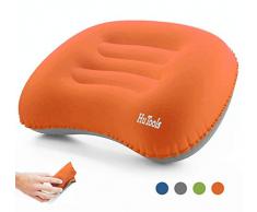 HuTools Leichtes Reisekissen, Aufblasbar kissenstützt - Camping Luftkissen für Camping, Reise, Outdoor Rücken Campingkissen für Kopf Wirbelsäule, orange