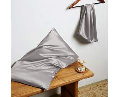 THXSILK 22 Momme Seide Kissenbezug - 100% Seide Kopfkissenbezug Sofakissenbezug - Anti milben Reißverschluss Seidenkissenbezug - Grau 40 x 80 cm