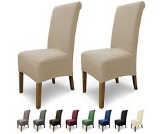 SCHEFFLER-Home Stretch Stuhlhusse Emma | 2er Set elastische Stuhlabdeckungen aus Baumwolle | Stuhlhussen Schwingstühle | Spannbezug mit Gummiband | Elegante Stuhlbezüge