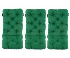 Ambientehome 3er Set Hochlehner Auflage Kissen Hanko Maxi, grün, ca 120 x 50 x 8 cm, Rückenteil ca 70 cm, Polsterauflage