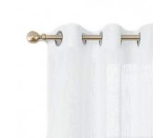 PONY DANCE Voile Gardinen Wohnzimmer - 2 Stücke H 210 x B 132 cm Vorhang Leinenoptik Halbtransparent Ösenschal Balkontür Vorhänge Stores Gardinen Weiss