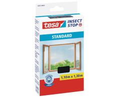 tesa Fliegengitter für Fenster, Standard Qualität, anthrazit, durchsichtig, 1,1m x 1,3m