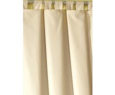 heimtexland ® Dekoschal mit Schlaufen und Kräuselband uni in creme HxB 245x140 cm BLICKDICHT aber Lichtdurchlässig - Vorhang natürlich matt beige einfarbig mit wunderschön leichtem Fall - Schlaufenschal Bandschal ÖKOTEX Gardine Typ117