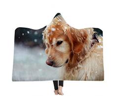 Shentop 5d Schöne Katzen Tiere Drucken Hut Decke Erwachsene Mit Kapuze Korallen Fleece Warme Tragbare Decke Wolldecke Winterdecken 150 * 130 cm